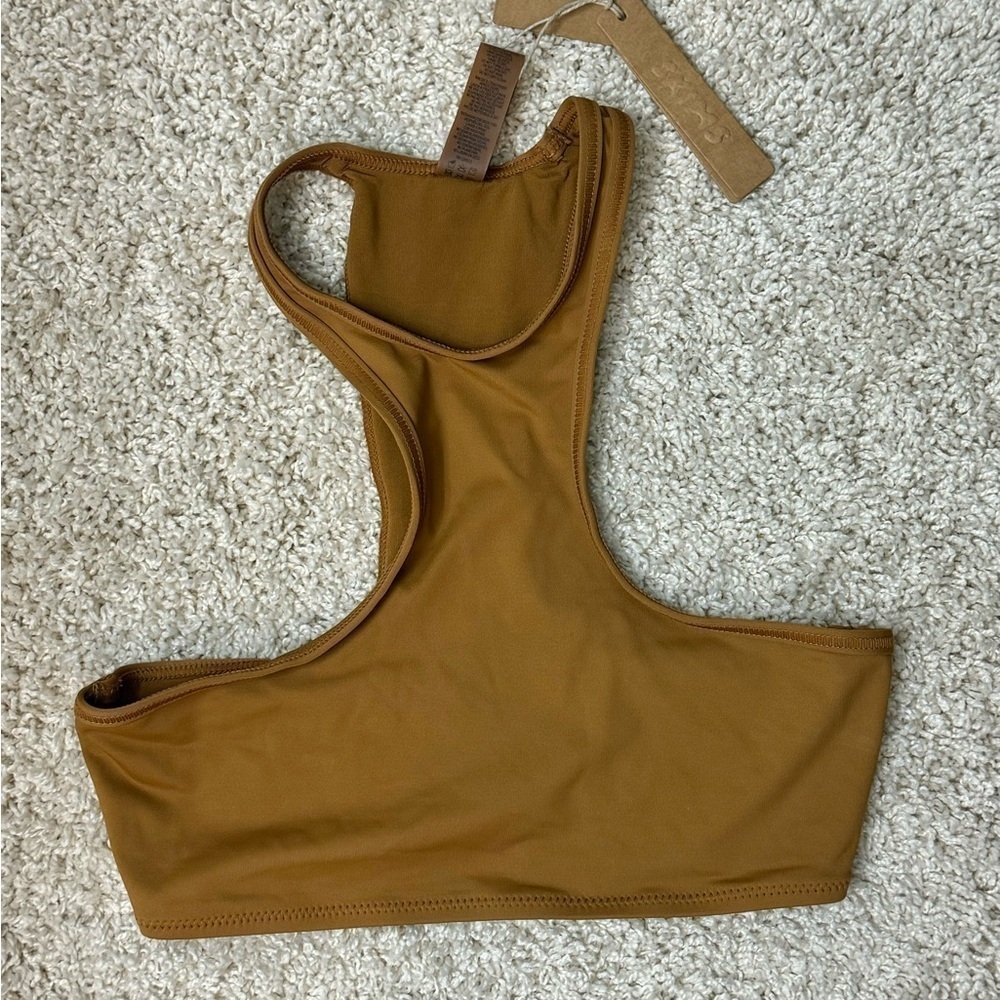 SKIMS Swim High Neck Racerback Bikini Top Almond - Size XXS - Picture 4 of 6